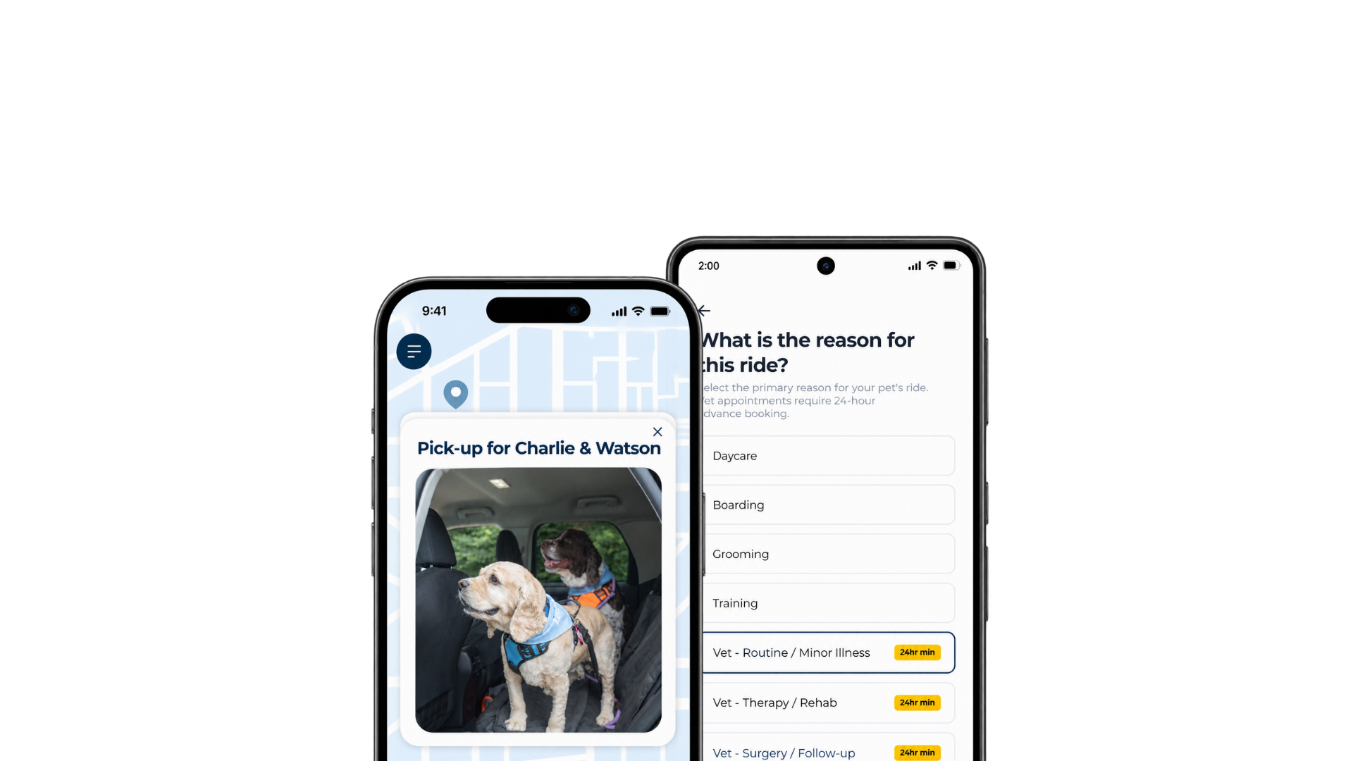 Leash app shown on two smartphones